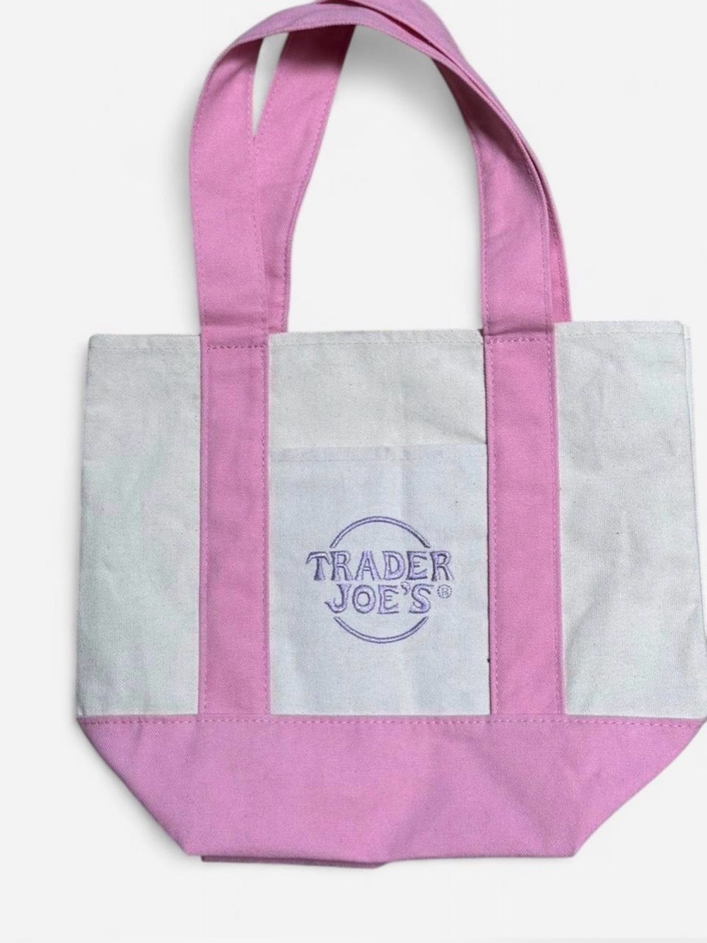 Trader Joe's Pink and White Canvas Tote